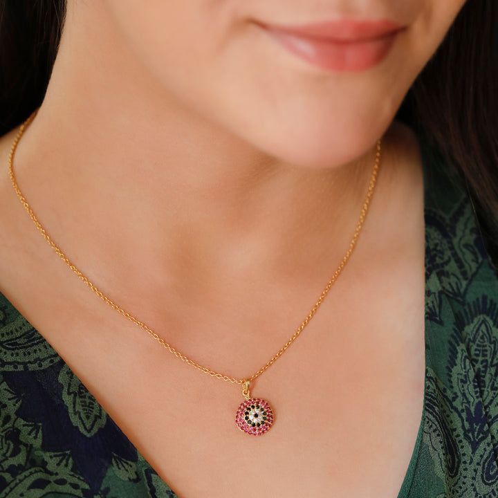 925 Pure Silver Pomegranate Evil Eye Necklace