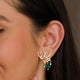 925 Pure Silver Elephant Emerald Green Bead Earrings