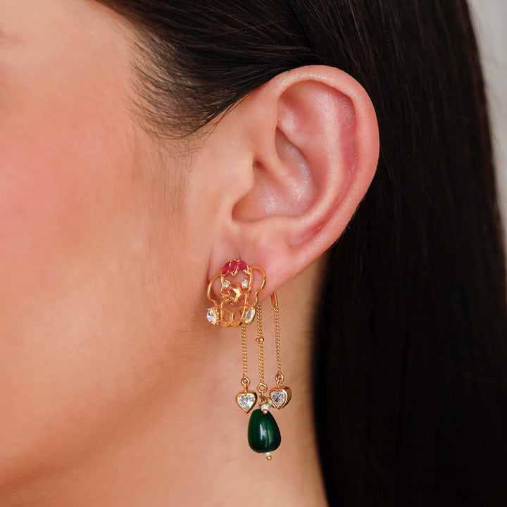 925 Pure Silver Detachable Elephant Tassel Earrings