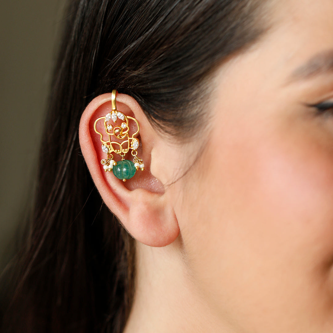 925 Pure Silver Elephant Pearl bugadi Earring