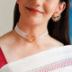 925 Pure Silver Pearl Choker with Pink Halo Elephant Motif