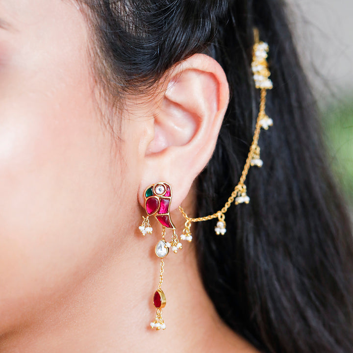 Mithu Dual Charm Silver 24k Gold Plated Earrings