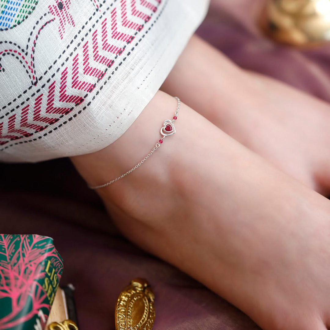 925 Pure Silver Minimalist Double Heart Anklet