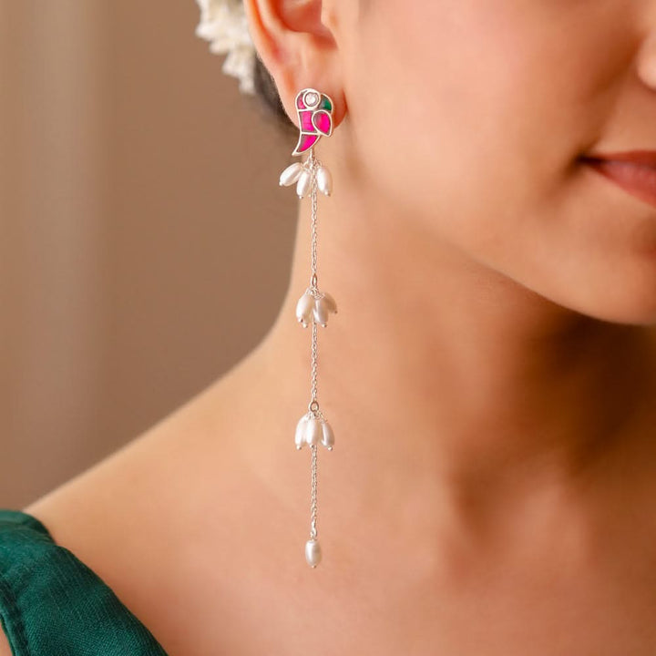 Mithu Pearl Dazzlers Silver Earrings