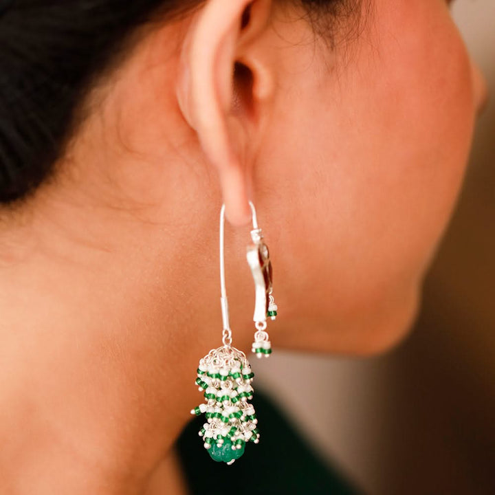 Mithu Guava Silver Sui Dhaga Earrings