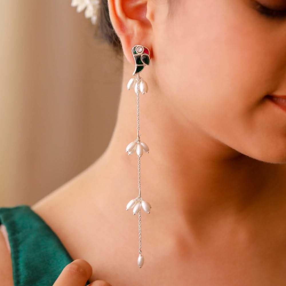 Mithu Pearl Dazzlers Silver Earrings