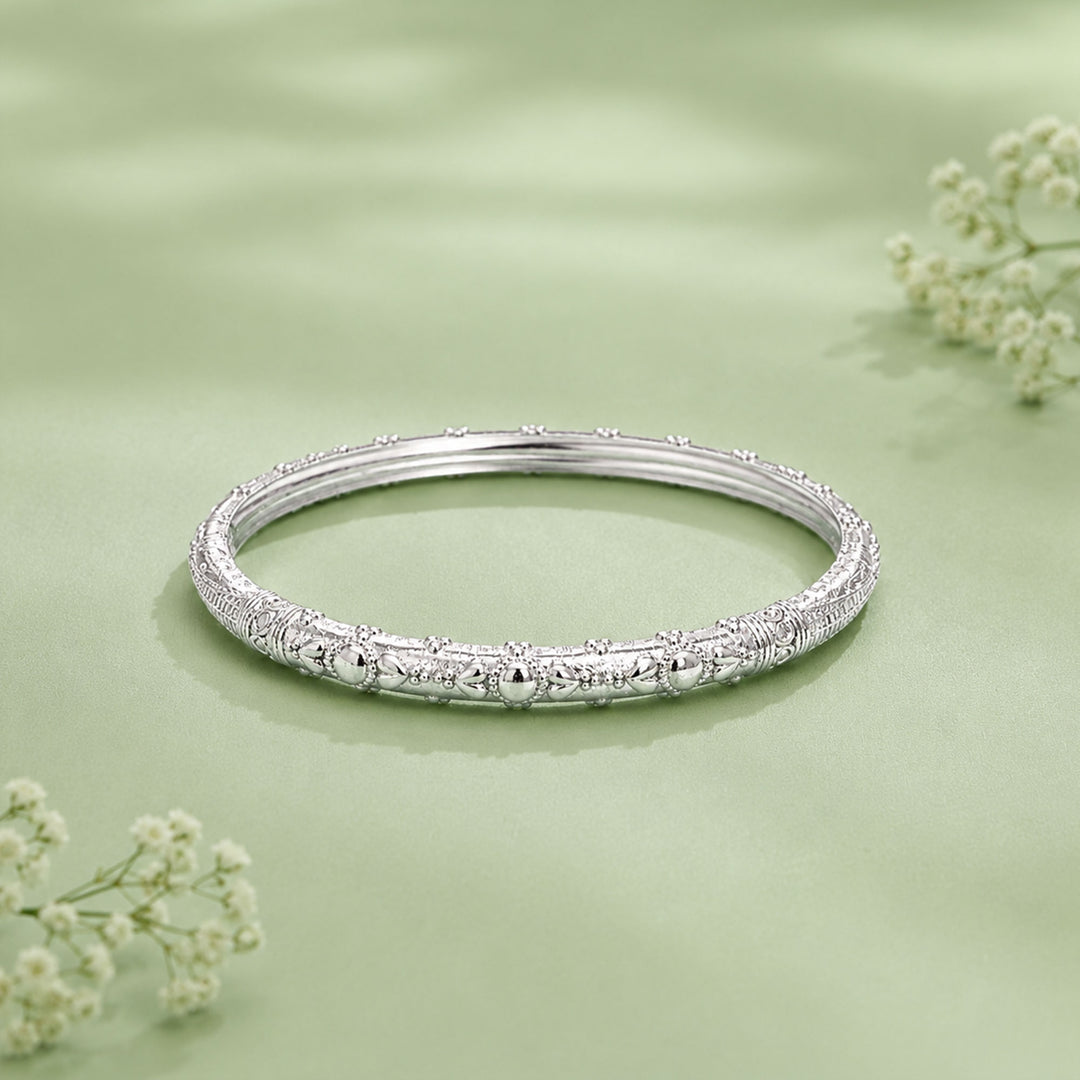 Silver Classic Gold Plated Bangle(Single)