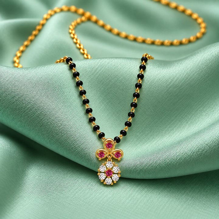 925 Silver Floral Drop Mangalsutra