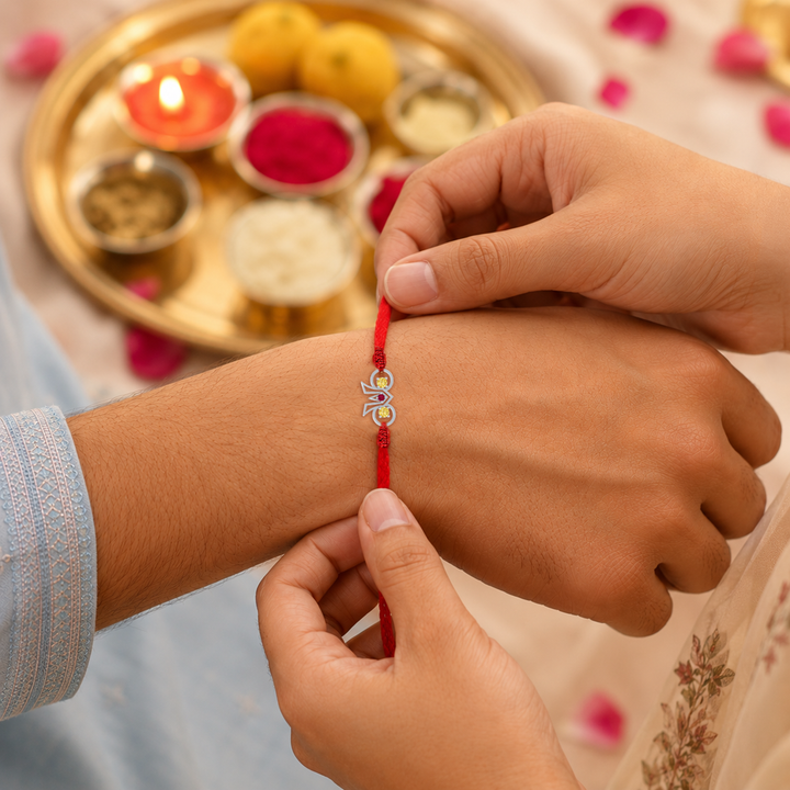 Unniyarcha 925 Pure Silver Jaggannath ji Tilak Rakhi with Chandan Tilak set