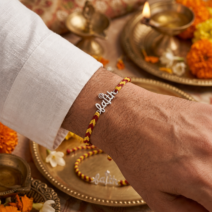Unniyarcha 925 Pure Silver Faith Hanuman Gada Rakhi with Chandan Tilak set