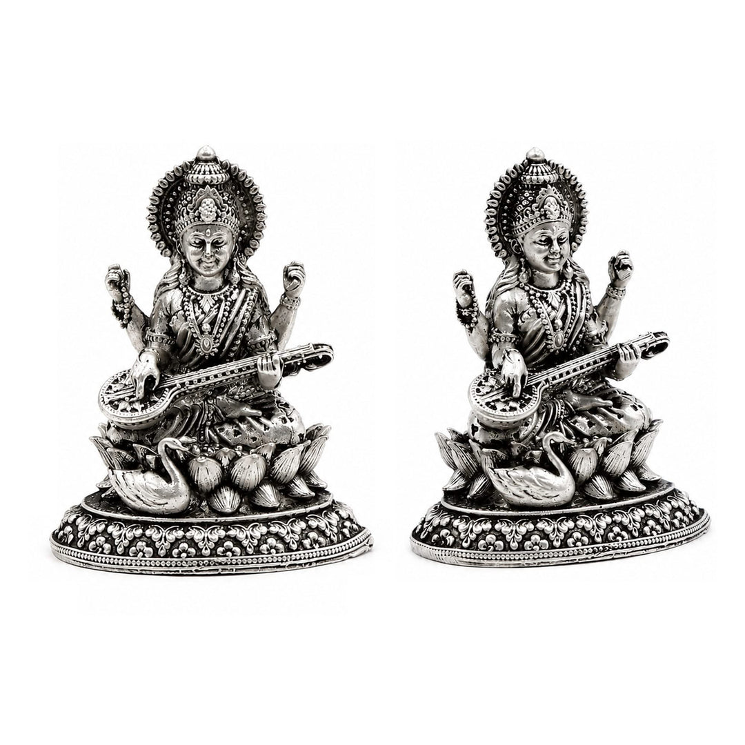 925 Sterling Silver Goddess Saraswati Idol