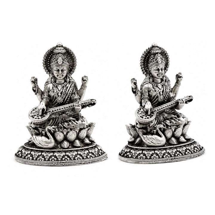 925 Sterling Silver Goddess Saraswati Idol