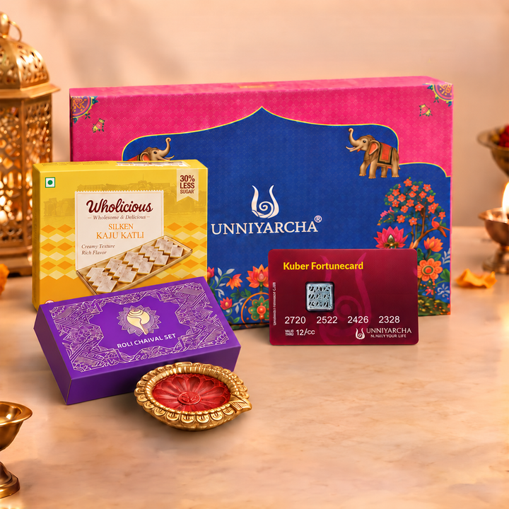 Unniyarcha 925 Pure Silver Fortune Kuber Card Festive Gift Hamper