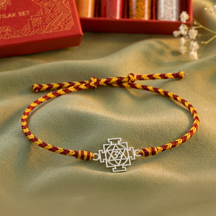 Trinity Shakti – 925 Silver Om Swastik Chakra Bracelet