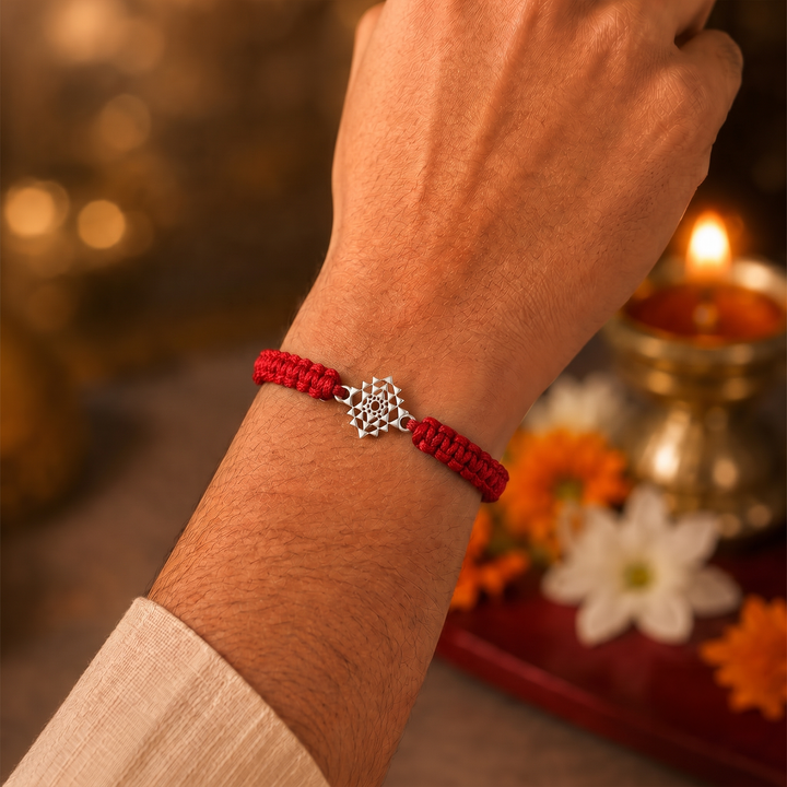 Unniyarcha 925 pure silver Laxmi Yantra Rakhi