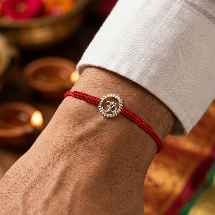 Unniyarcha 925 Pure Silver Om & Surya Bracelet