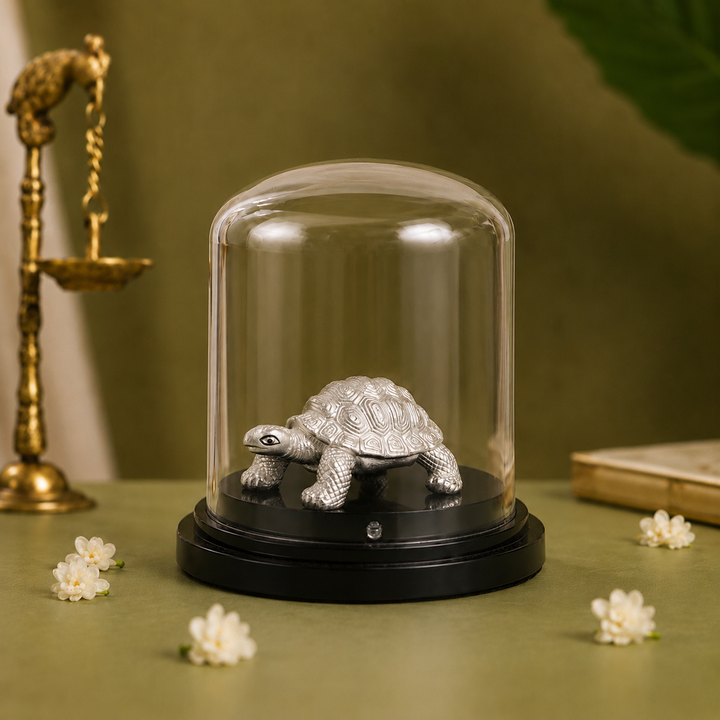 999 Silver Kurma Tortoise Idol in Dome Casing