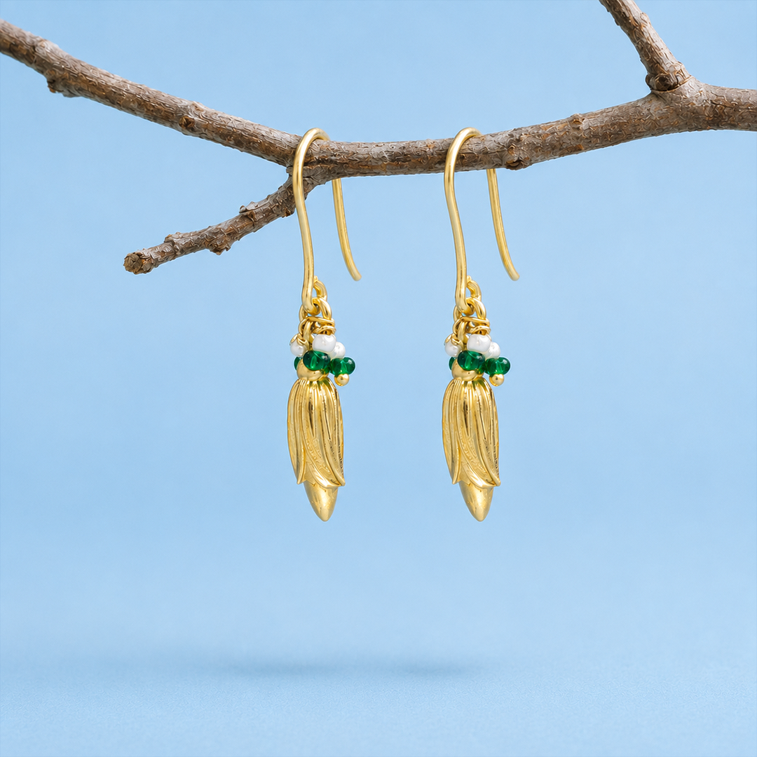 925 Silver Mogra Bud Hook Earrings
