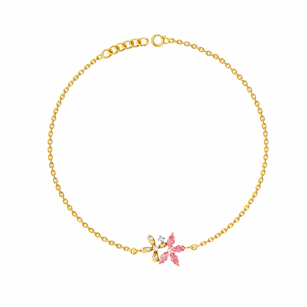 925 Sterling Silver Pink Floral Bracelet