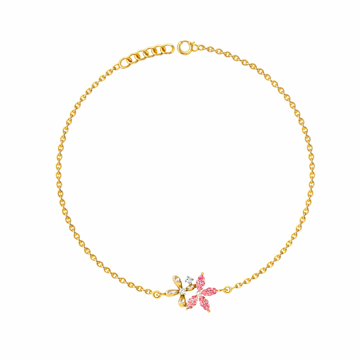 925 Sterling Silver Pink Floral Bracelet