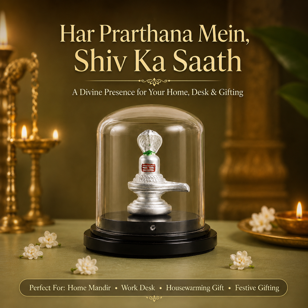 999 Silver Shivling Idol with Sheshnaag in Dome Casing