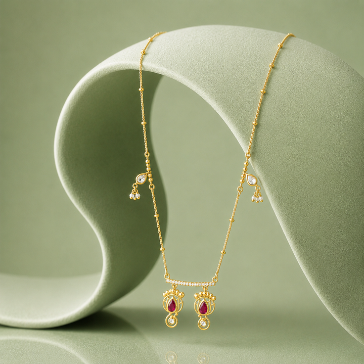 Unniyarcha 925 Silver Gold-Plated Lakshmi Charan Necklace