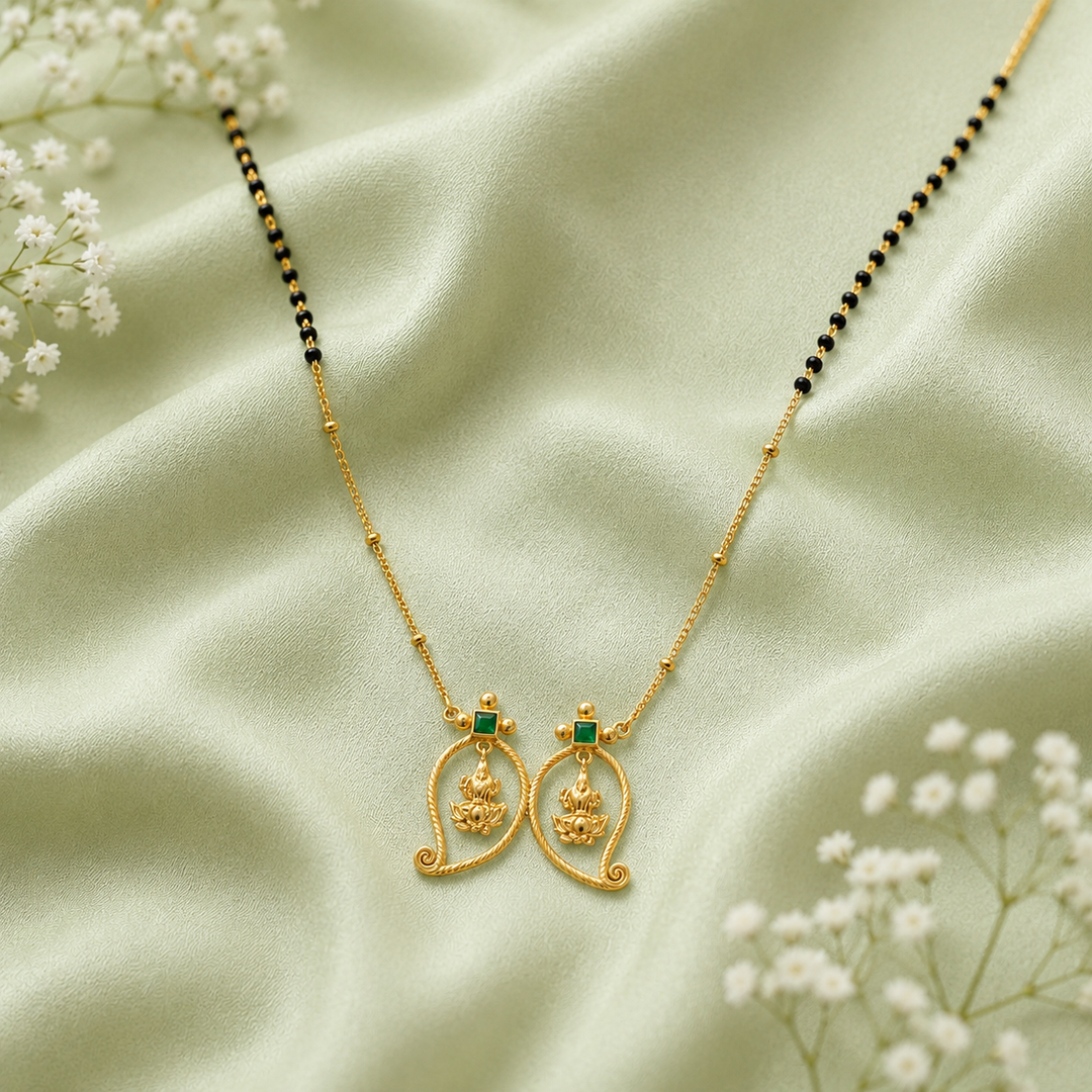 Unniyarcha 925 Silver Gold-Plated Manga Lakshmi Mangalsutra