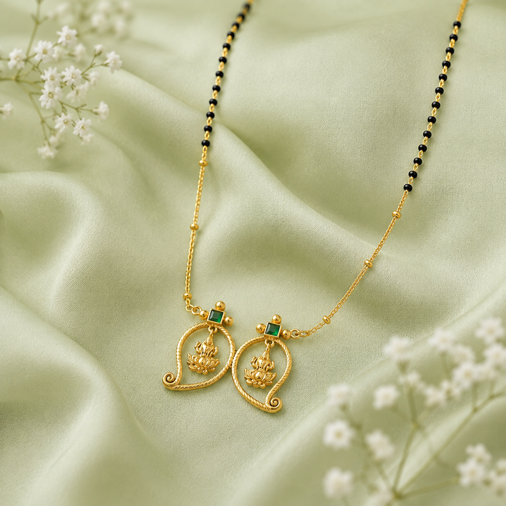 Unniyarcha 925 Silver Gold-Plated Manga Lakshmi Mangalsutra