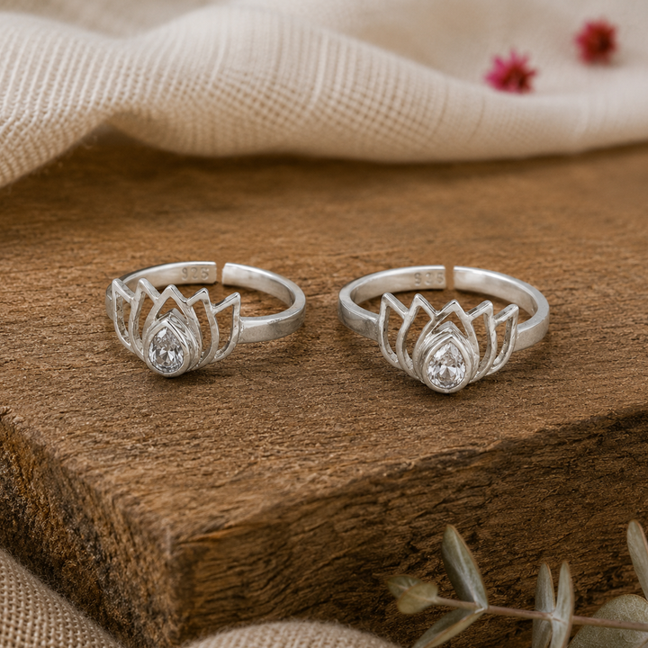 925 Sterling Silver Lotus Toe Ring