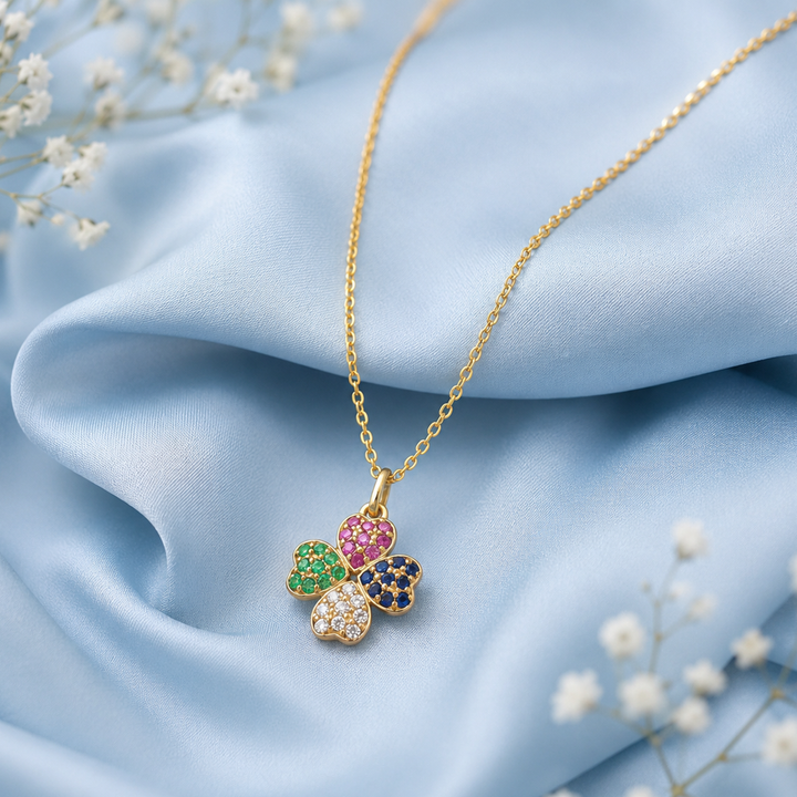 Unniyarcha 925 Pure Silver Clover Crush Necklace
