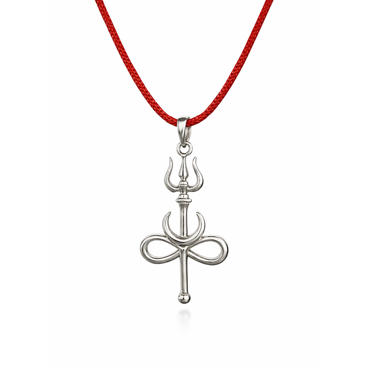 92.5 Silver Trishul with Chand Infinity Pendant