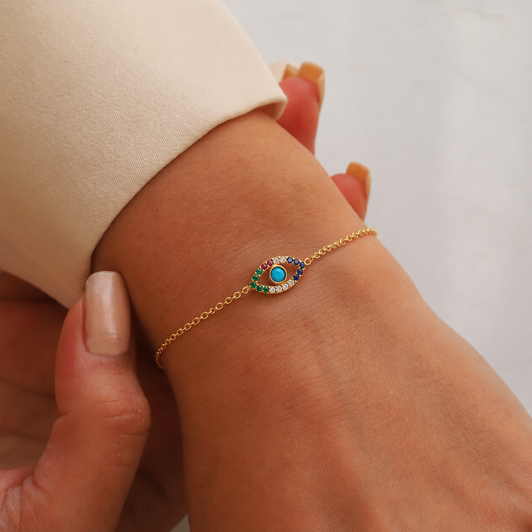 925 Pure Silver Evil Eye Bracelet