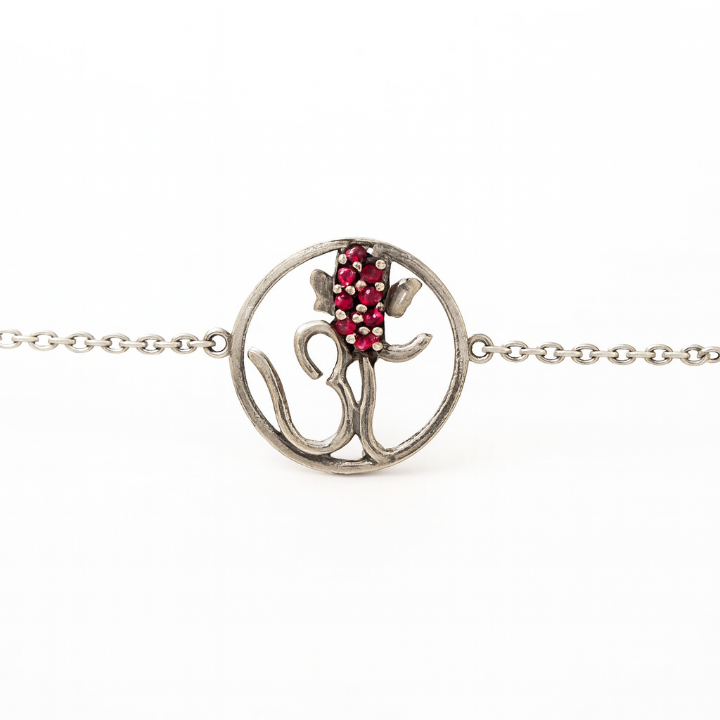 Serene Harmony 925 Silver Om Bracelet