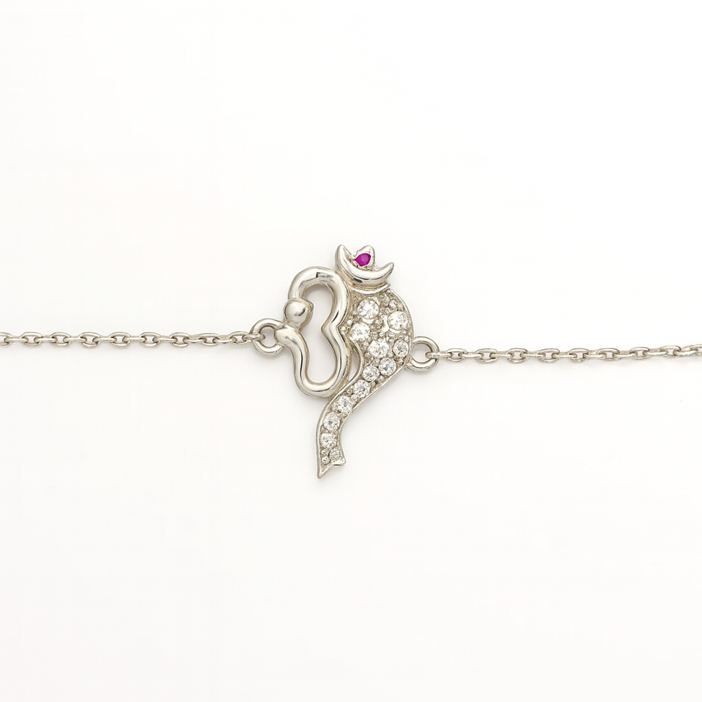 Radiant Om 925 Silver Bracelet with Zirconia Sparkle