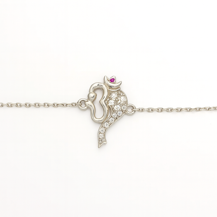 Radiant Om 925 Silver Bracelet with Zirconia Sparkle