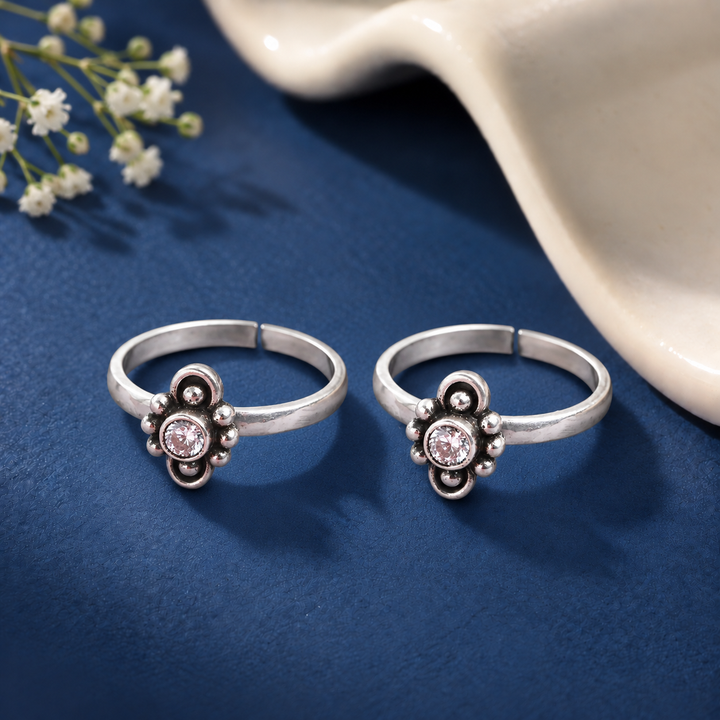Little Flower Stone Toe Ring (Pair)
