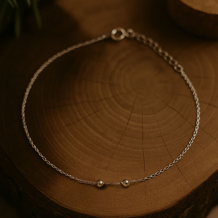 Silver 925 Twin Charm Anklet