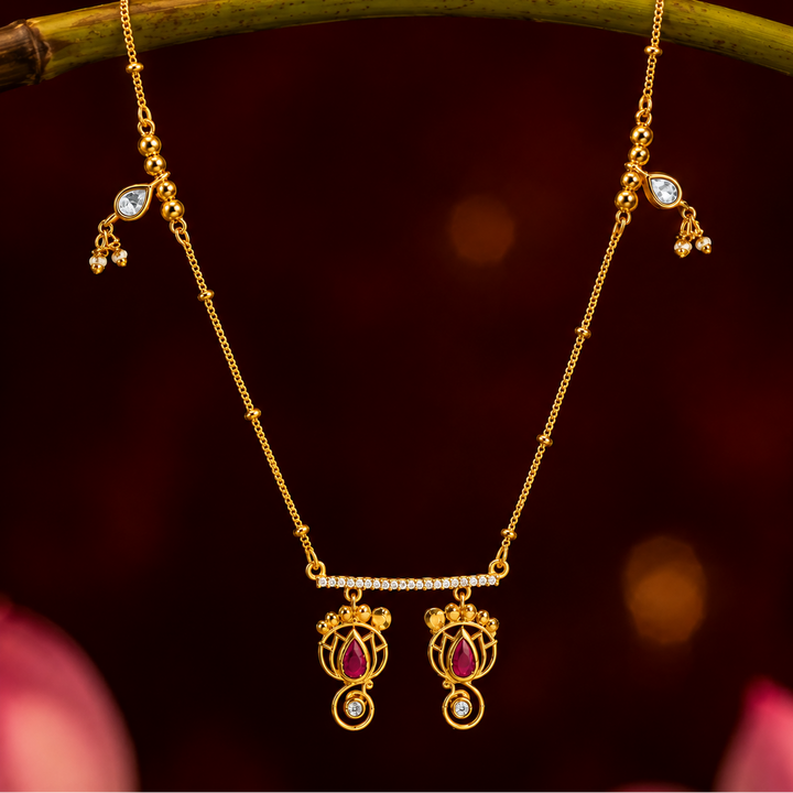Unniyarcha 925 Silver Gold-Plated Lakshmi Charan Necklace