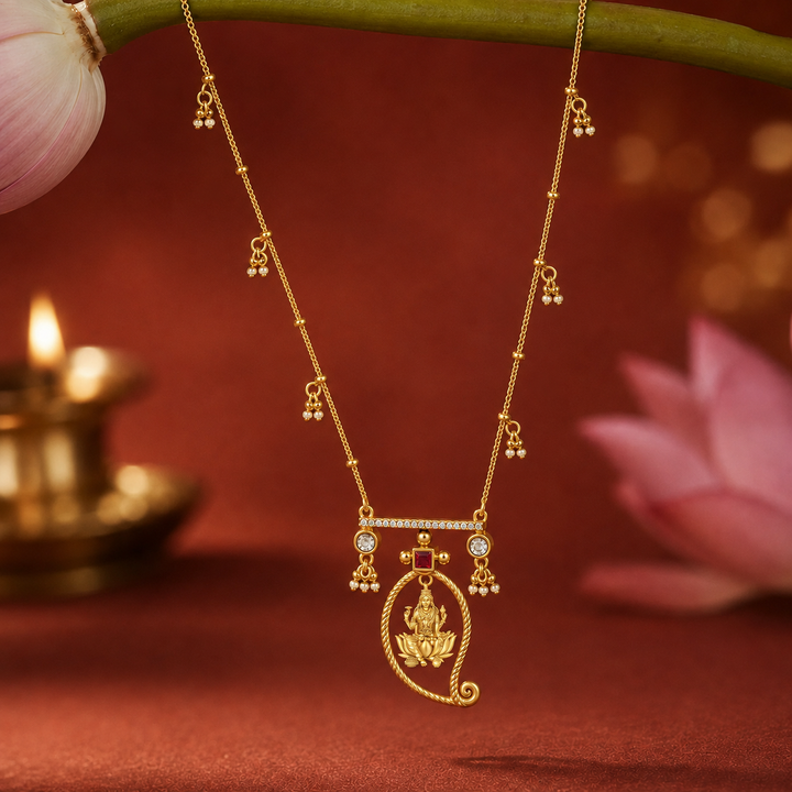 Unniyarcha 925 Silver Gold-Plated Manga Lakshmi Necklace