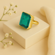 Silver Square Green Ring