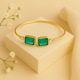 Silver Square green Cuff