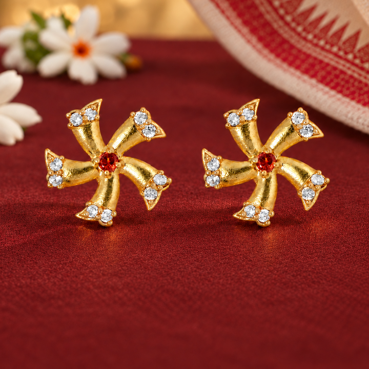 Silver 925 Shiuli Flower Stud Earrings