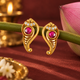 Silver Shankh Ruby Stud Earrings