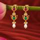 Silver Double Kamal Pearl Drop Earrings