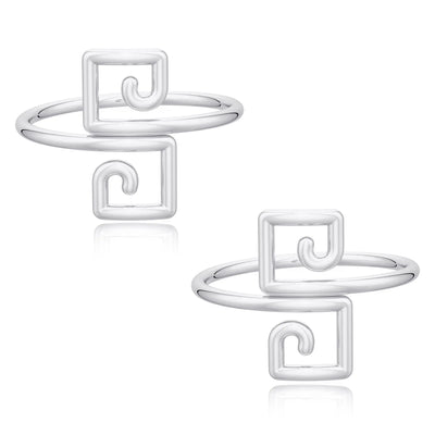 Classic 925 Square Sterling Silver Toe Ring (Pair)