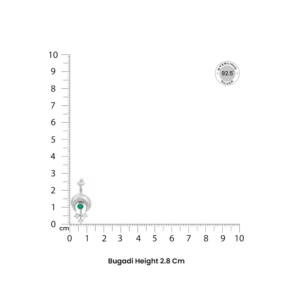 925 Sterling Silver Green Moon Bugadi (Pierced)