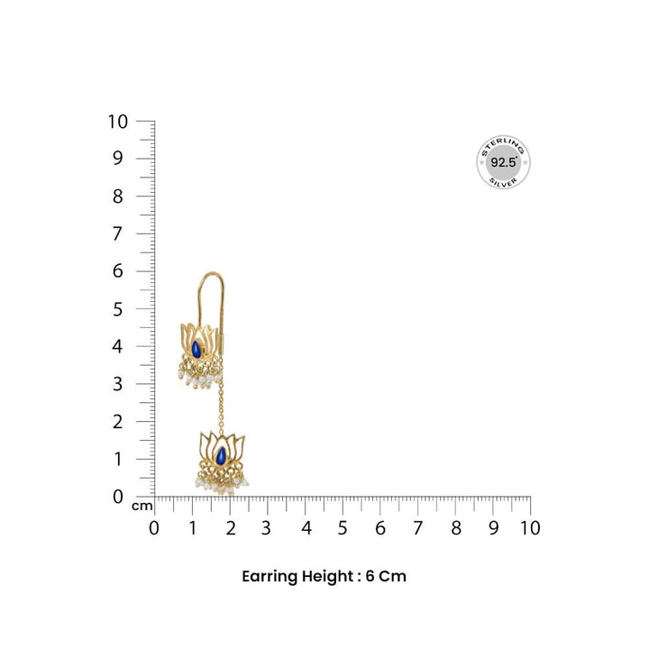 925 Sterling Silver Lotus Sui Dhaga Earring