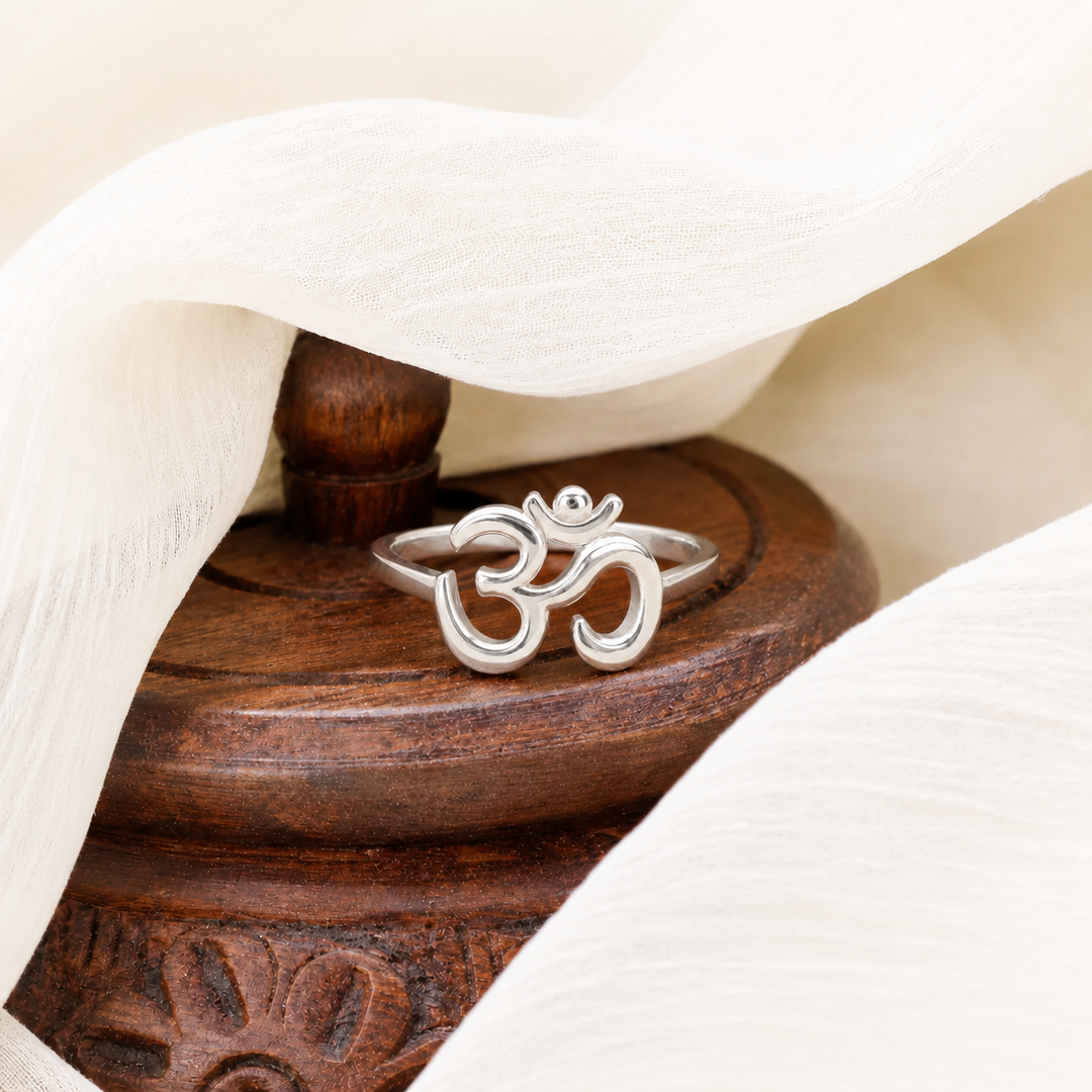 Unniyarcha 925 Sterling Silver Sacred Om Ring (Adjustable)