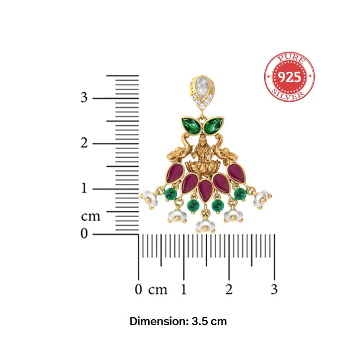 925 Pure Silver Gold-Plated Ashta Lakshmi Colored stone Earrings