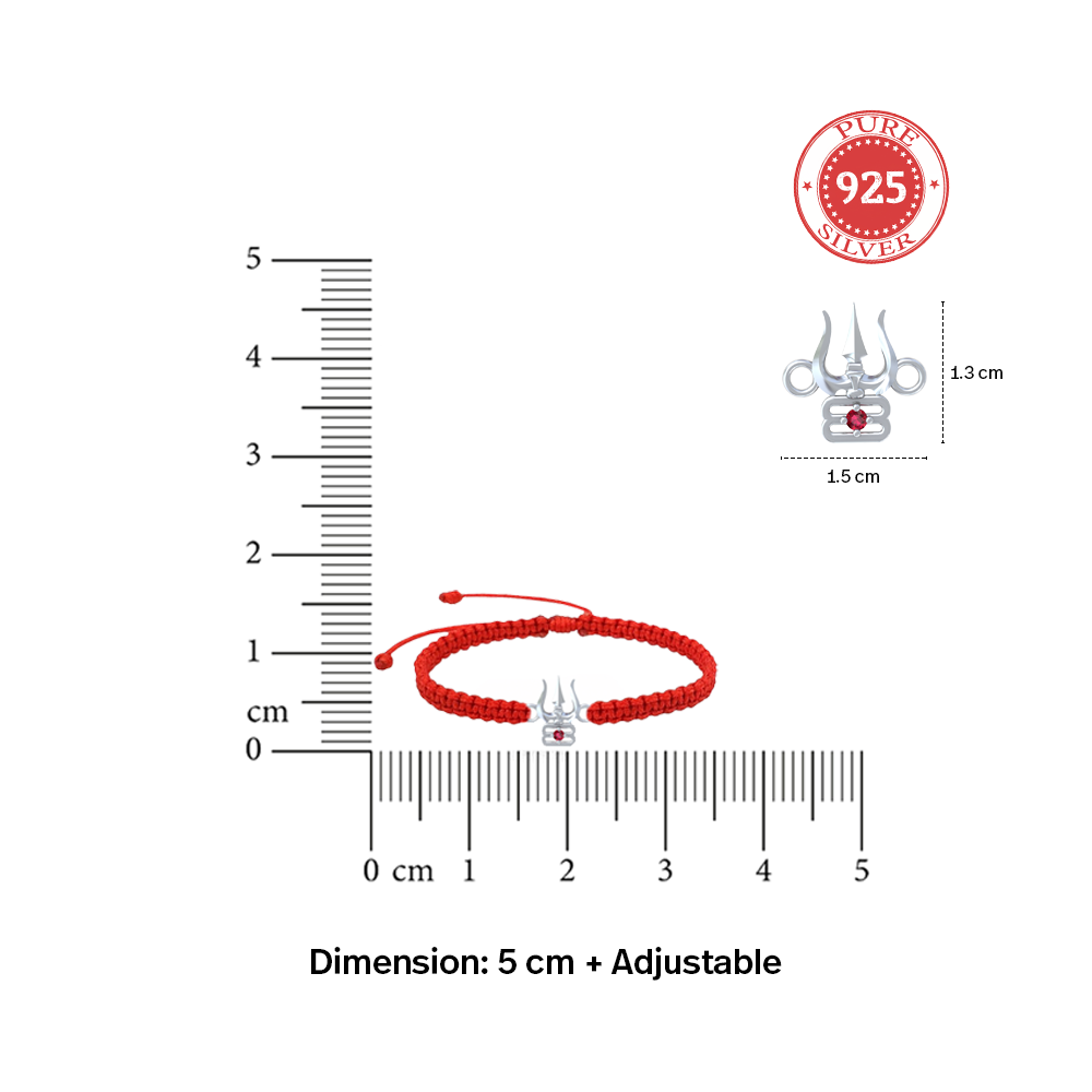 92.5 Silver Trishul with Tripundra Bracelet